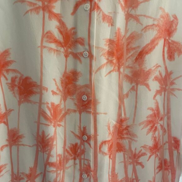 Equipment Pink Palm Tree 100% Silk Sleeveless Blouse Top Shirt Women’s Large - Picture 4 of 4